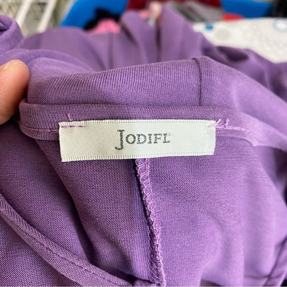 Jodifl Assymetrical Y-Strap V-Neck Purple Tee - Picture 2 of 5